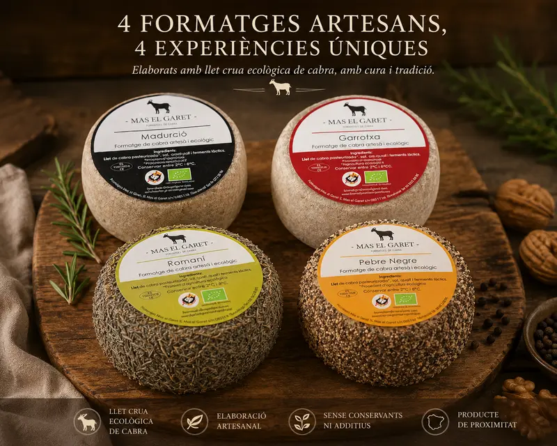 1 lot de 4 Formatges de cabra diferents a escollir - 4 x 0,5Kg - Mas Garet