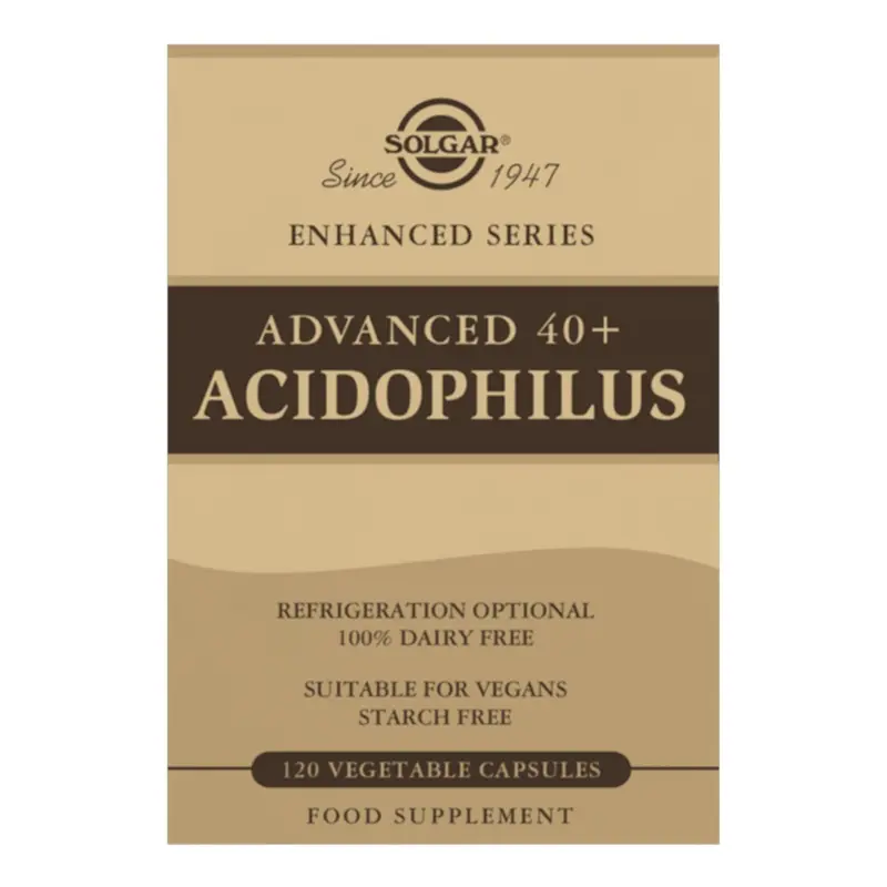 40 Plus Acidophilus Avanzado · Solgar · 120 cápsulas