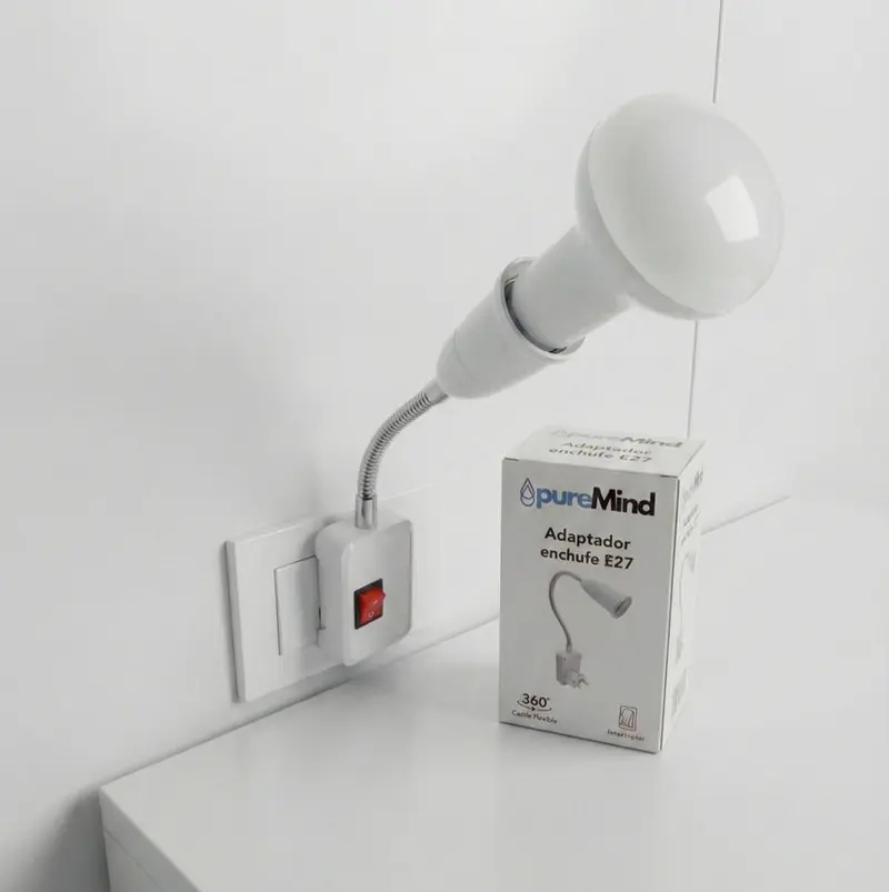 Adaptador Enchufe Bombilla De Luz Roja