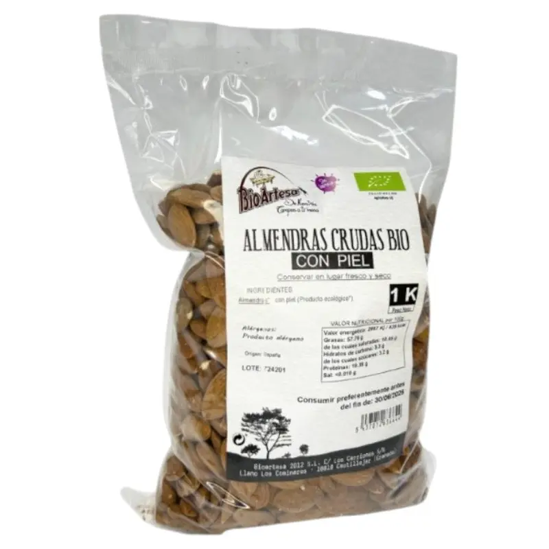 Almendra Ecológica Cruda Con Piel Bio 1 Kg