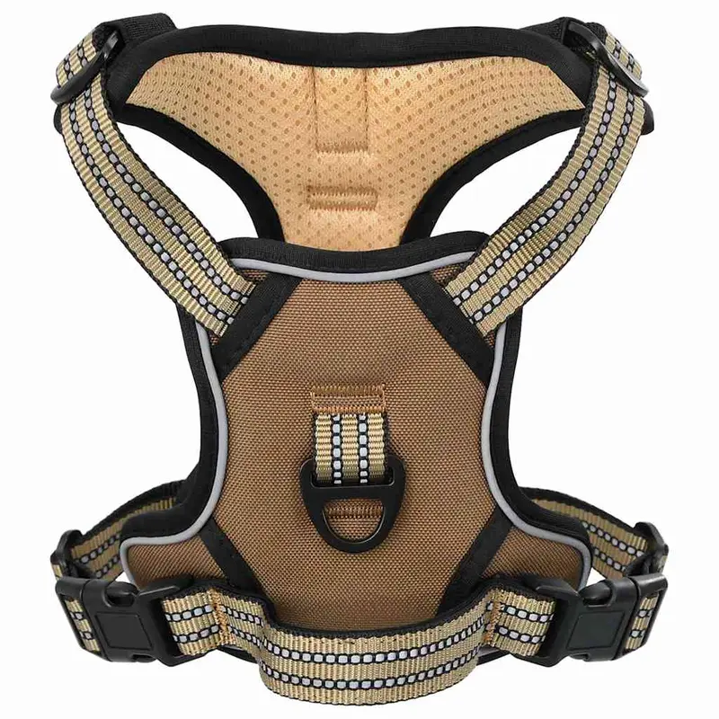 Arnés Para Perros Con Correa Y Collar Ajustable Marrón L