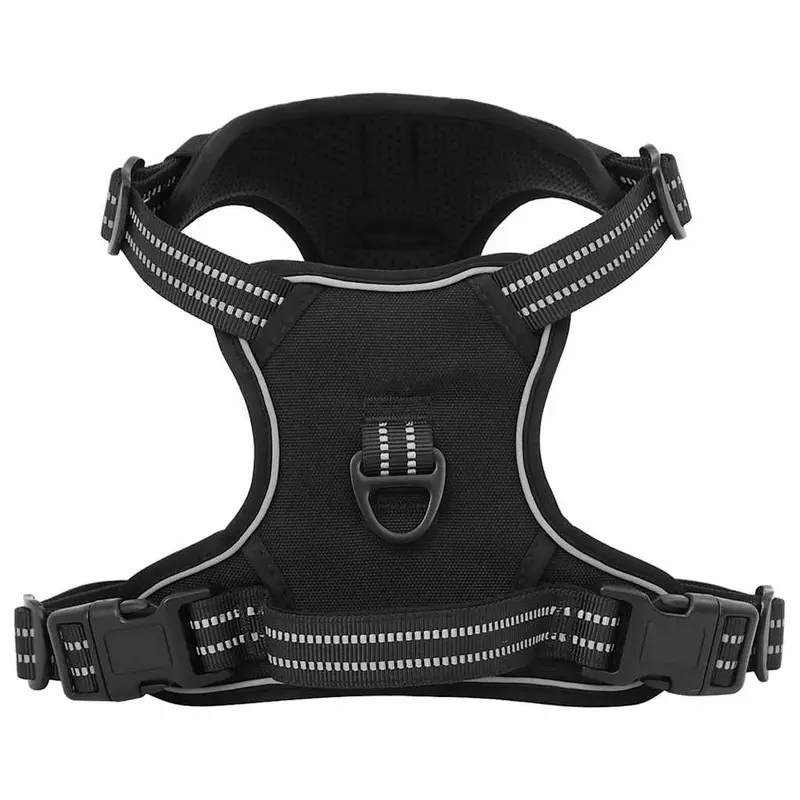 Arnés Para Perros Con Correa Y Collar Ajustable Negro Xl