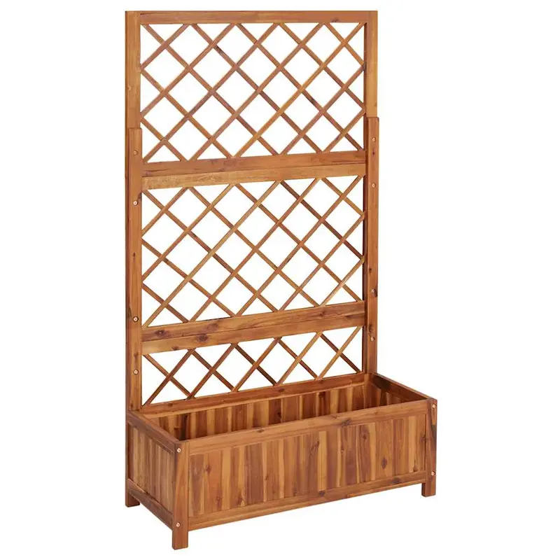 Arriate Con Enrejado Madera Maciza De Acacia 85x38x150 Cm