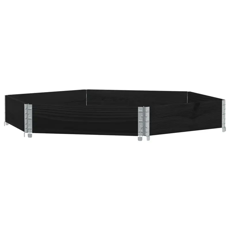Arriate Elevado Hexagonal Madera Maciza Pino Negro 160x160 Cm