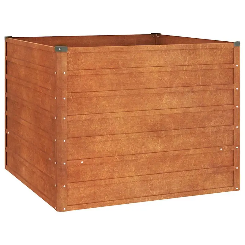 Arriate Oxidado De Acero Corten 100x100x77 Cm