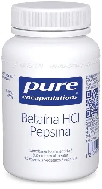Betaína HCl Pepsina · Pure Encapsulations · 90 cápsulas