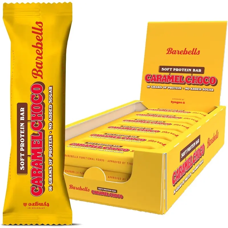 Caja de 12 Barritas de 55gr Sabor Caramel Choco Barebells