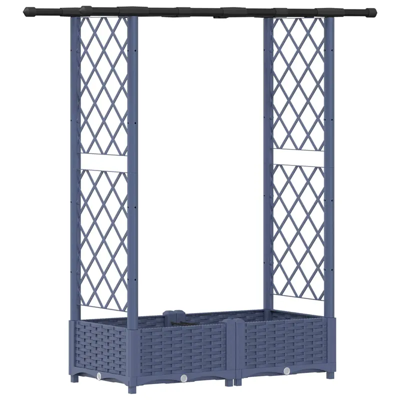 Cama Elevada Con Trellis Y Techo Gris 122,5 X 40 X 121 Cm Pp
