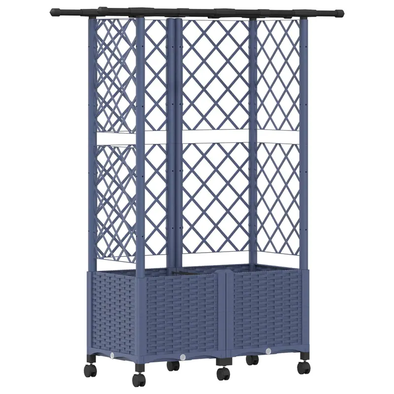 Cama Elevada Con Trellis Y Techo Gris 124 X 40 X 142 Cm Pp