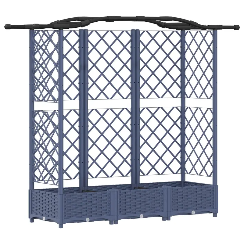 Cama Elevada Con Trellis Y Techo Gris 163 X 40 X 123 Cm Pp