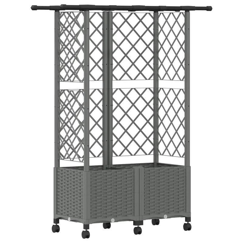 Cama Elevada Con Trellis Y Techo Gris Claro 124 X 40 X 142 Cm
