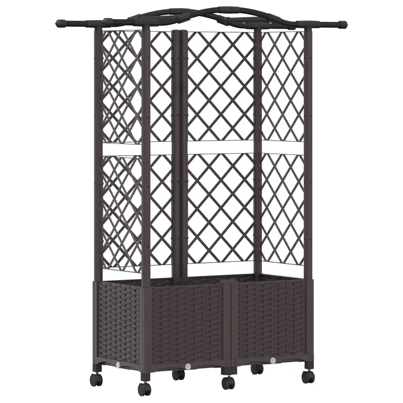 Cama Elevada Con Trellis Y Techo Marrón 122 X 40 X 144 Cm Pp
