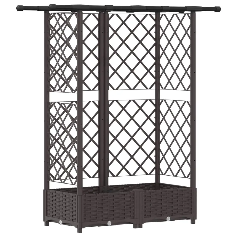 Cama Elevada Con Trellis Y Techo Marrón 124 X 40 X 121 Cm Pp