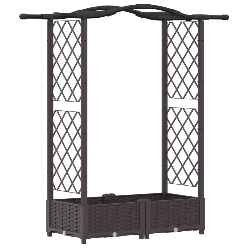 Cama Elevada Con Trellis Y Techo Marrón 124 X 40 X 123 Cm Pp
