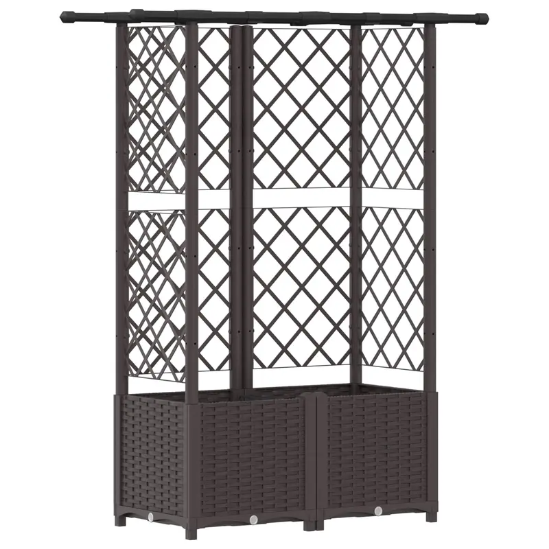 Cama Elevada Con Trellis Y Techo Marrón 124 X 40 X 136 Cm Pp