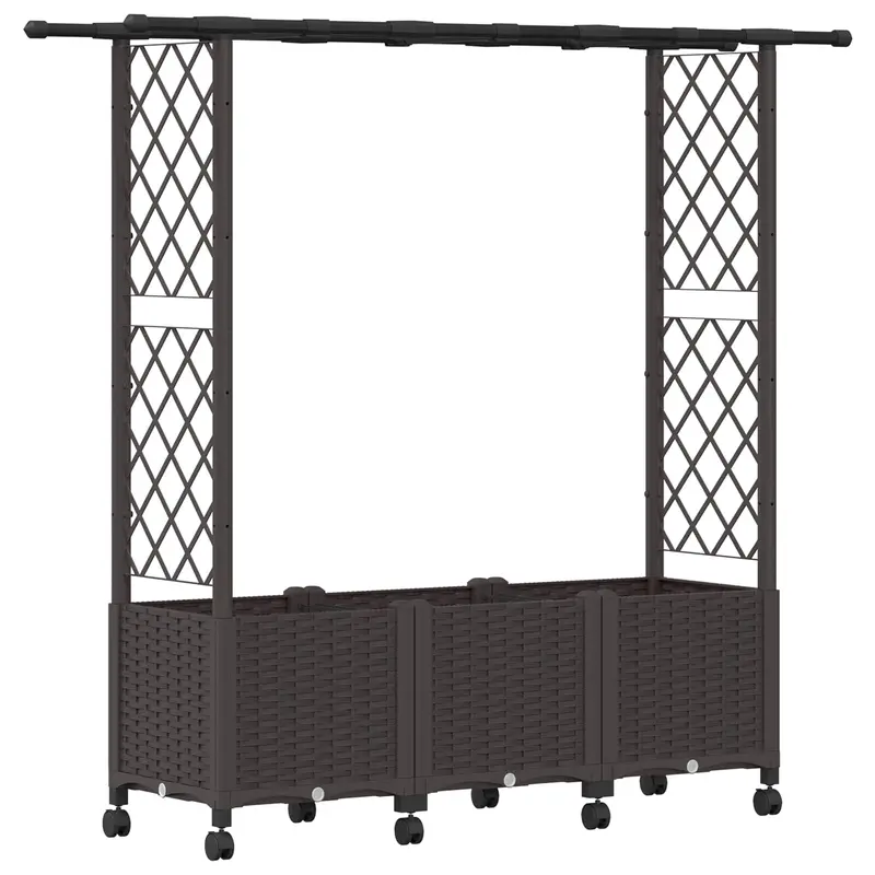 Cama Elevada Con Trellis Y Techo Marrón 162,5 X 40 X 142 Cm Pp