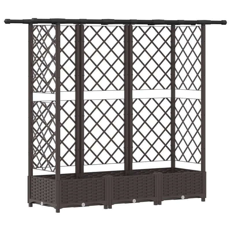 Cama Elevada Con Trellis Y Techo Marrón 164 X 40 X 121 Cm Pp