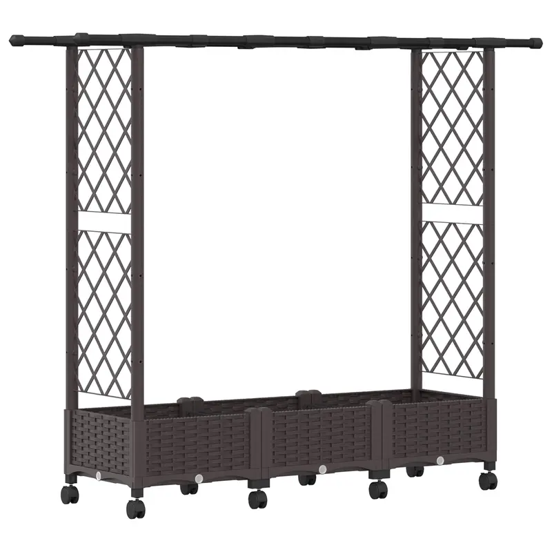 Cama Elevada Con Trellis Y Techo Marrón 164 X 40 X 127 Cm Pp