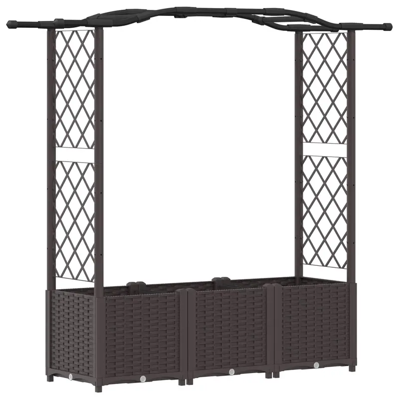 Cama Elevada Con Trellis Y Techo Marrón 164 X 40 X 138 Cm Pp