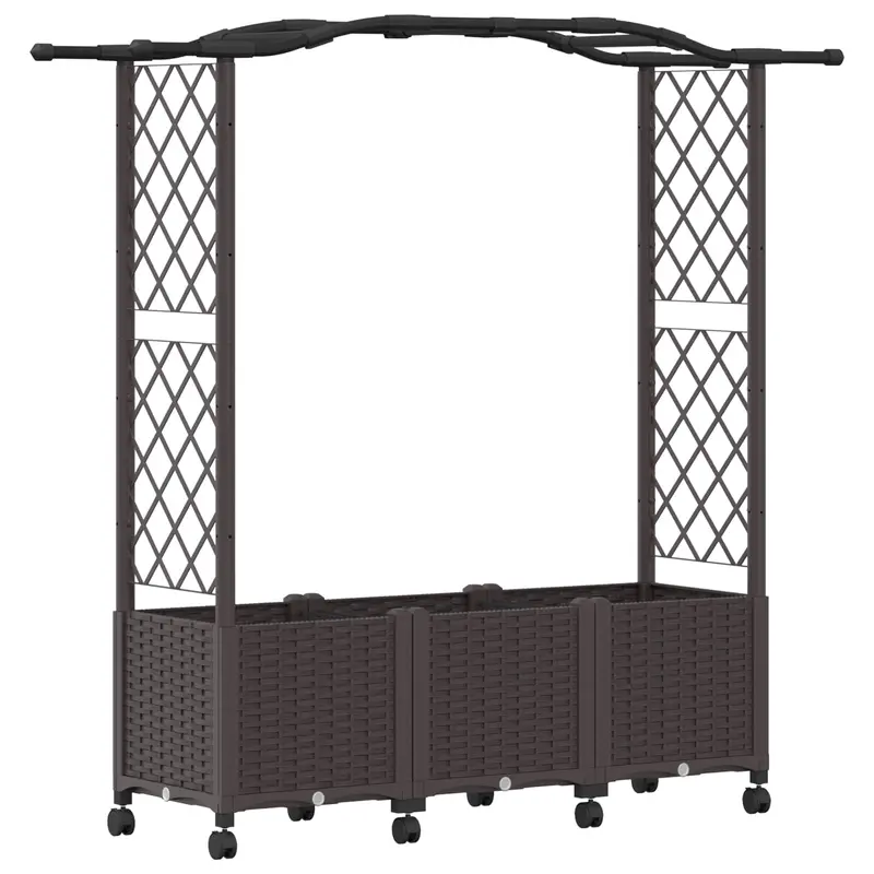 Cama Elevada Con Trellis Y Techo Marrón 164 X 40 X 144 Cm Pp
