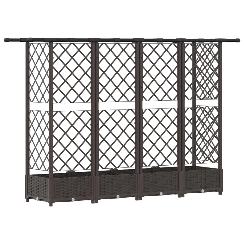 Cama Elevada Con Trellis Y Techo Marrón 202,5 X 40 X 121 Cm Pp
