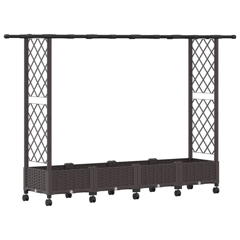Cama Elevada Con Trellis Y Techo Marrón 203 X 40 X 127 Cm Pp