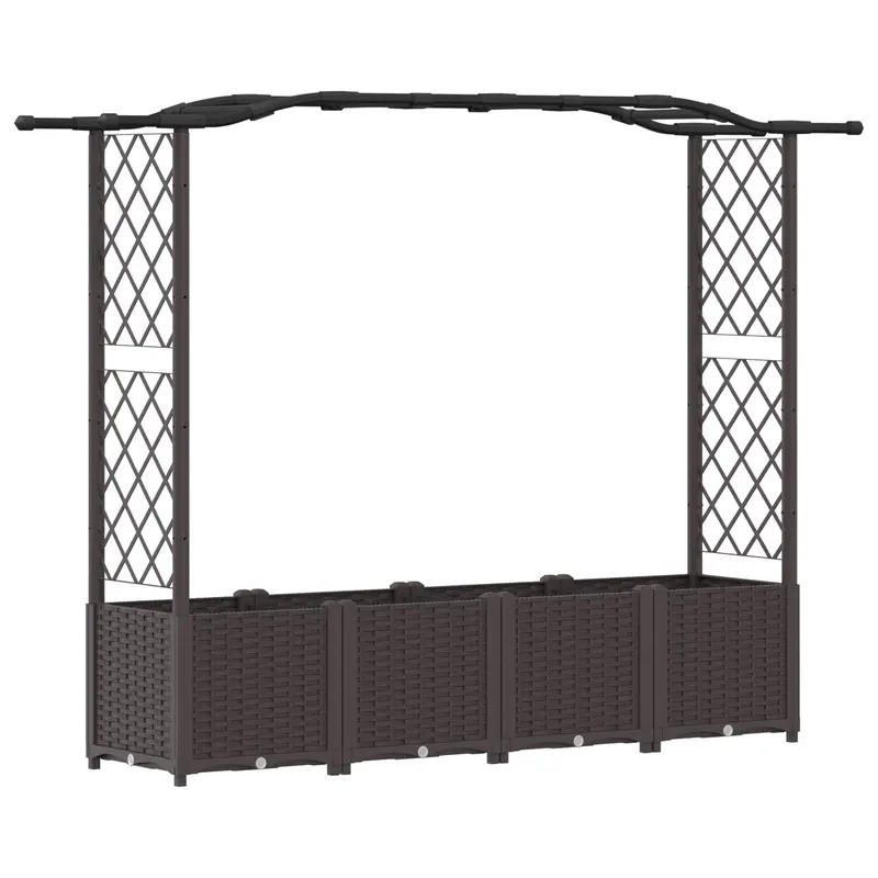 Cama Elevada Con Trellis Y Techo Marrón 204 X 40 X 138 Cm Pp