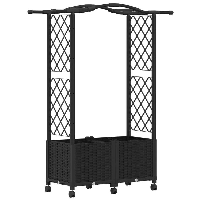 Cama Elevada Con Trellis Y Techo Negro 125 X 40 X 144 Cm Pp