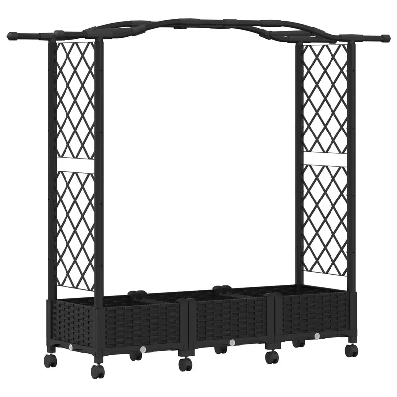 Cama Elevada Con Trellis Y Techo Negro 169 X 40 X 129 Cm Pp
