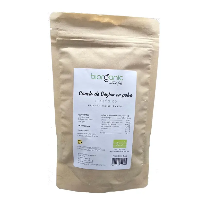Canela De Ceylan En Polvo Bio, 100g – Sin Gluten