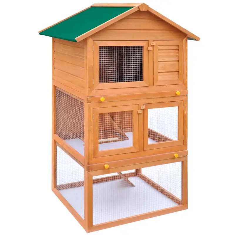Casa De Animales Pequeños Jaula Conejera 3 Niveles Madera