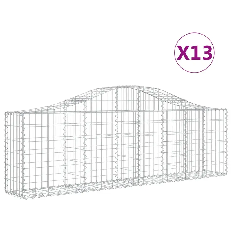 Cestas De Gaviones 13 Uds Forma De Arco Hierro 200x30x60/80 Cm