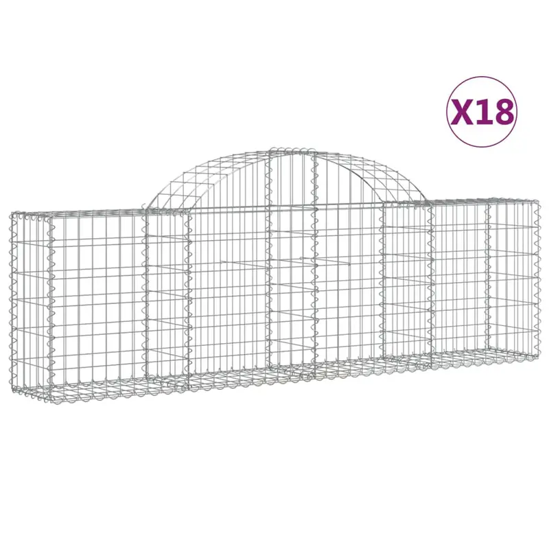 Cestas De Gaviones 18 Uds Forma De Arco Hierro 200x30x60/80 Cm