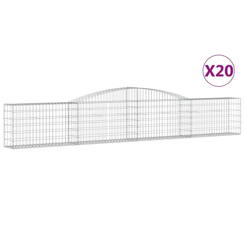Cestas De Gaviones 20 Uds Forma De Arco Hierro 400x30x60/80 Cm