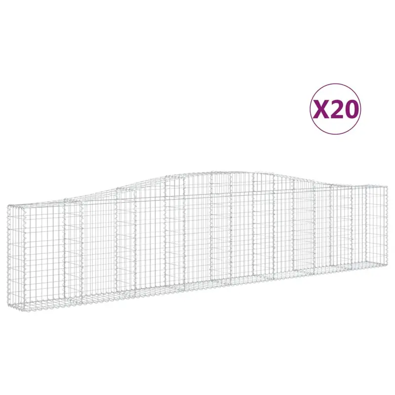Cestas De Gaviones 20 Uds Forma De Arco Hierro 400x30x80/100 Cm