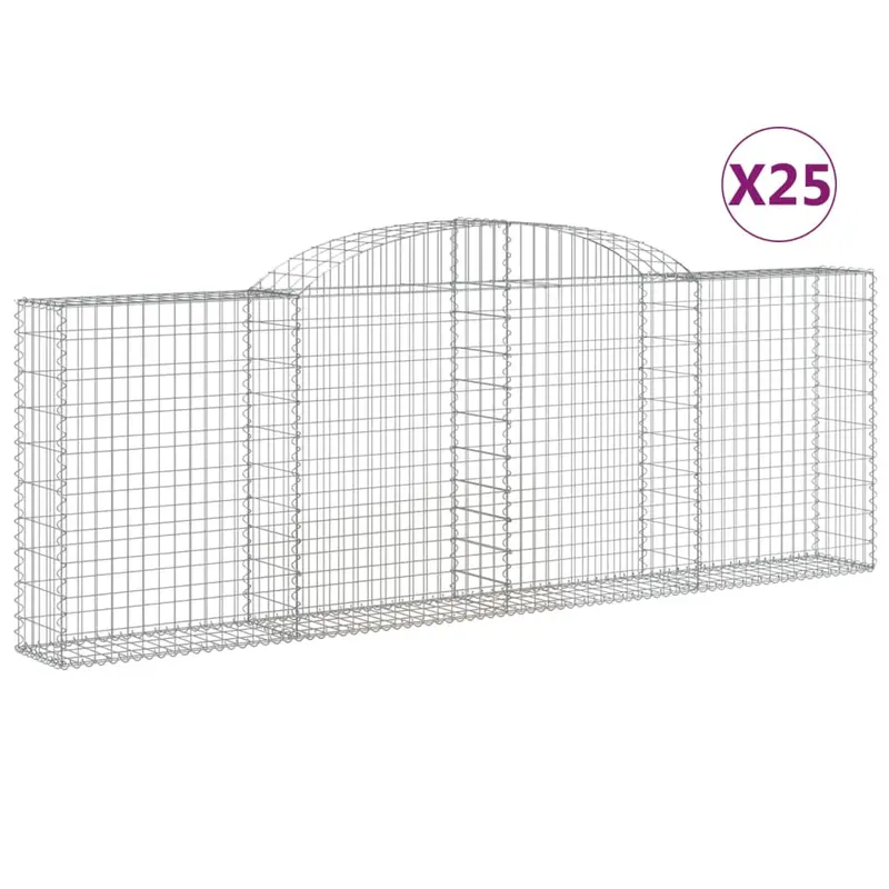 Cestas De Gaviones 25 Uds Forma Arco Hierro 300x30x100/120 Cm