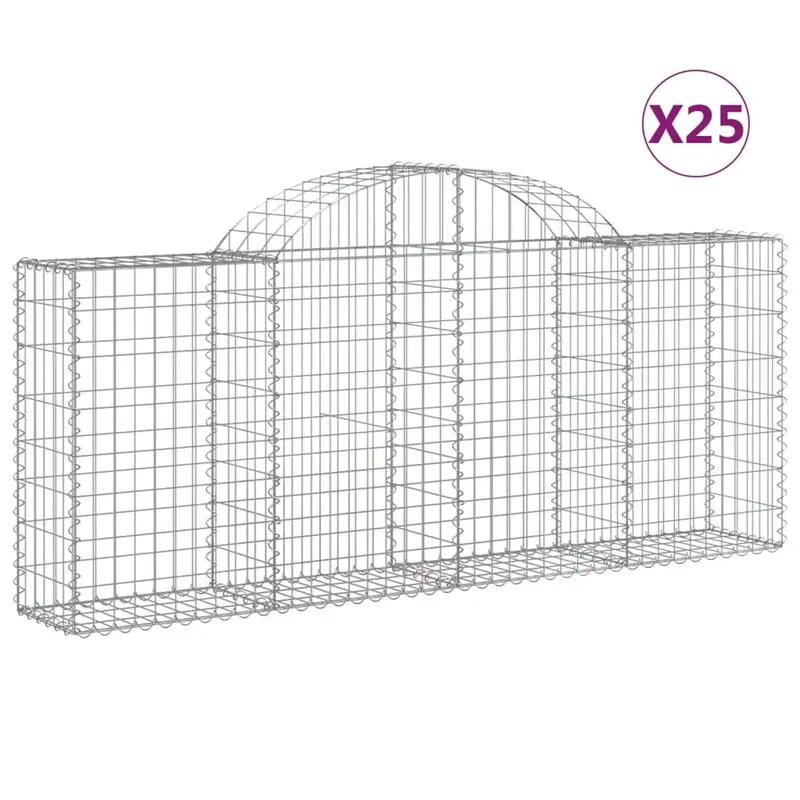 Cestas De Gaviones 25 Uds Forma De Arco Hierro 200x30x80/100 Cm
