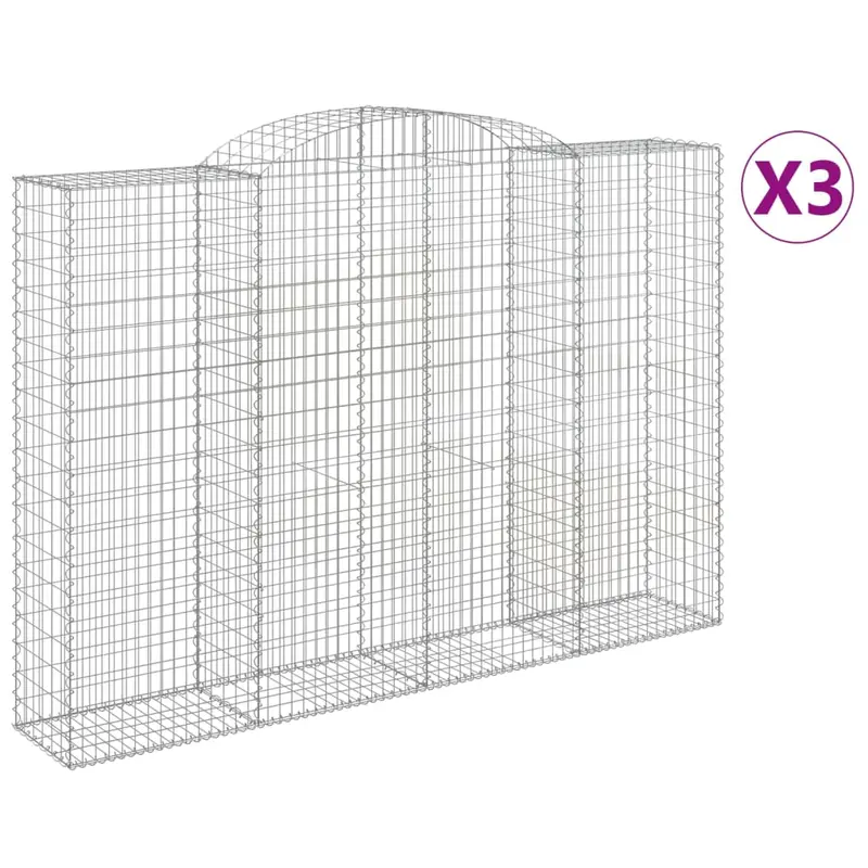 Cestas De Gaviones 3 Uds Forma De Arco Hierro 300x50x200/220 Cm