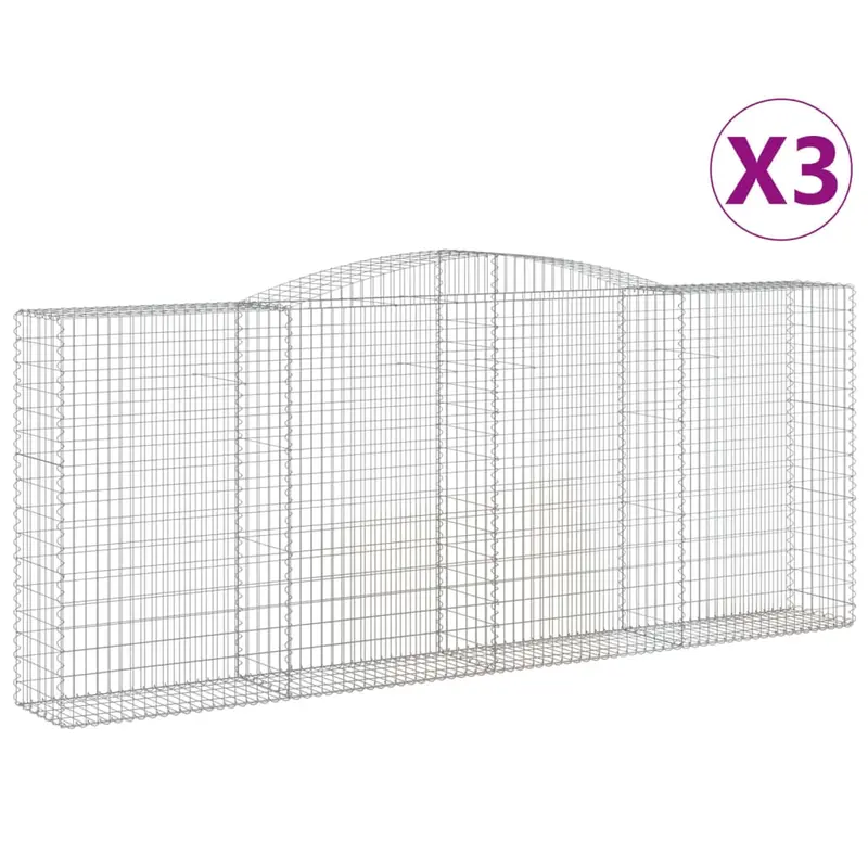 Cestas De Gaviones 3 Uds Forma De Arco Hierro 400x50x160/180 Cm