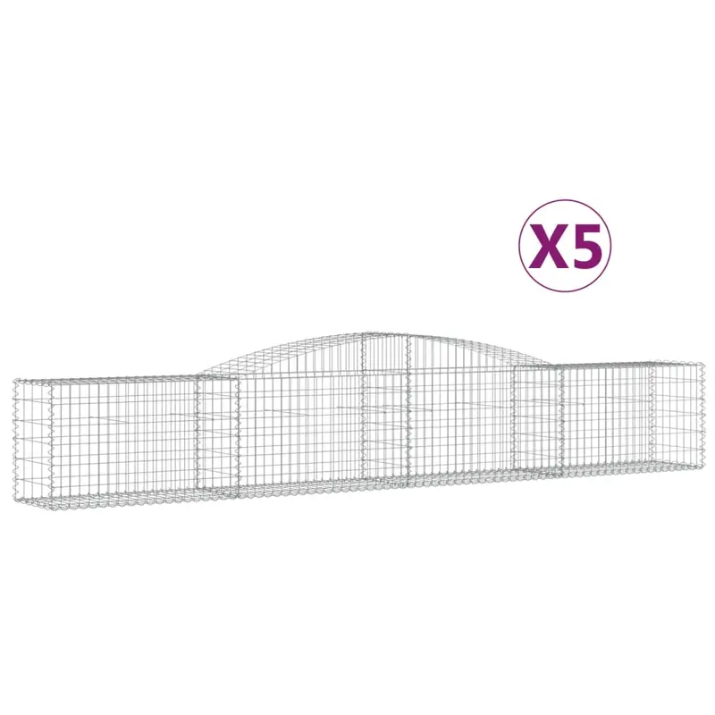 Cestas De Gaviones 5 Uds Forma De Arco Hierro 400x50x60/80 Cm