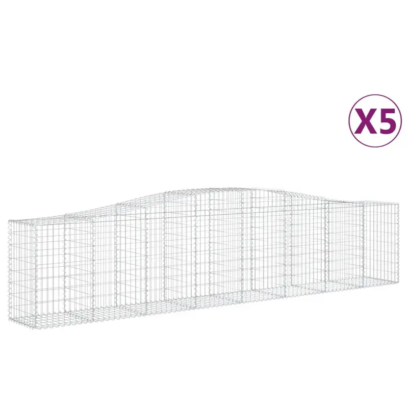 Cestas De Gaviones 5 Uds Forma De Arco Hierro 400x50x80/100 Cm
