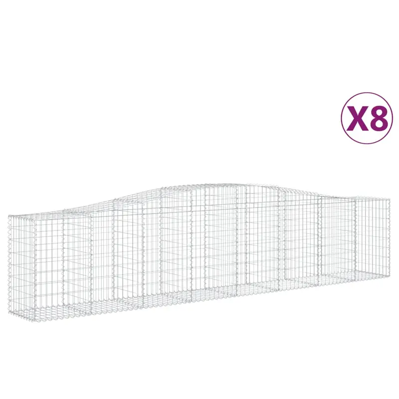 Cestas De Gaviones 8 Uds Forma De Arco Hierro 400x50x80/100 Cm