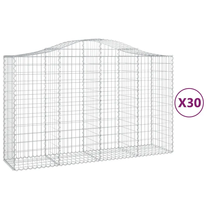 Cestas Gaviones 30 Uds Forma De Arco Hierro 200x50x120/140 Cm