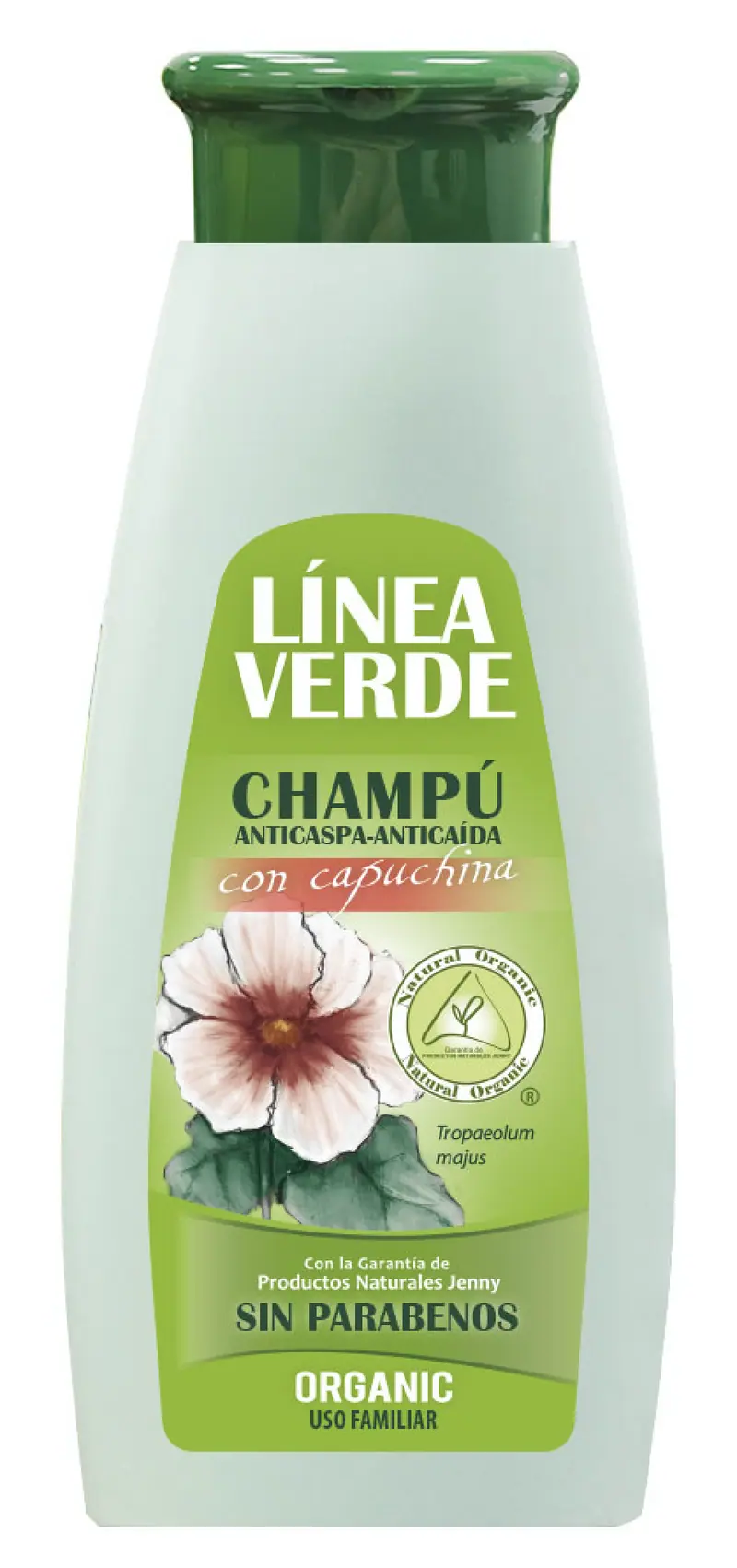 Champu Anticaspa-Anticaída con Capuchina · Línea Verde · 400 ml