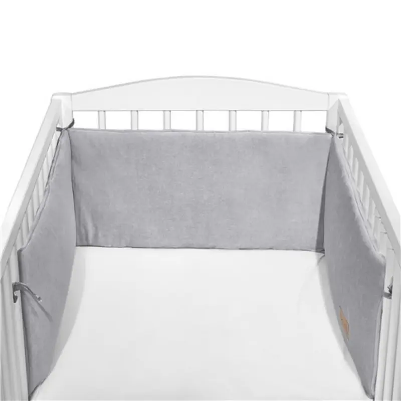 Chichonera Para Cuna 180x30 Velour Algodón Gris