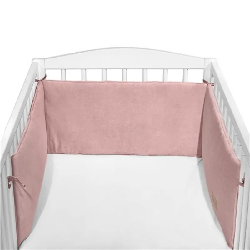 Chichonera Para Cuna 180x30 Velour Algodón Rosa