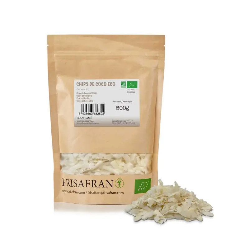 Chips De Coco Ecológicos | Deshidratados | Frisafran 500 G