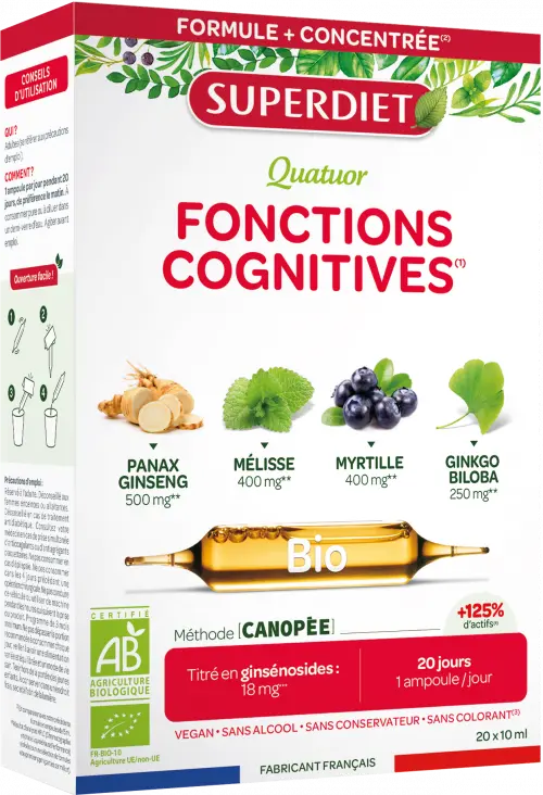 Cuarteto Función Cognitiva BIO · Superdiet · 20 ampollas