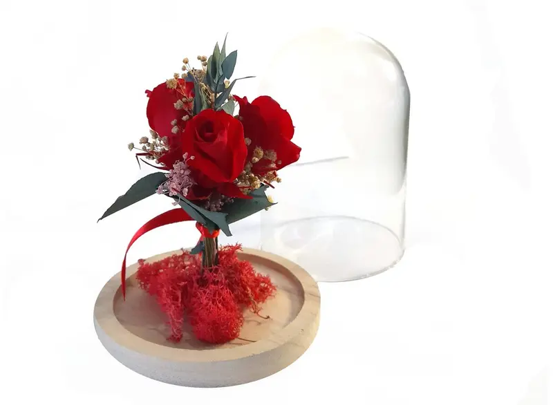 Cupula Cristal S 3 Rosas 16x12cm