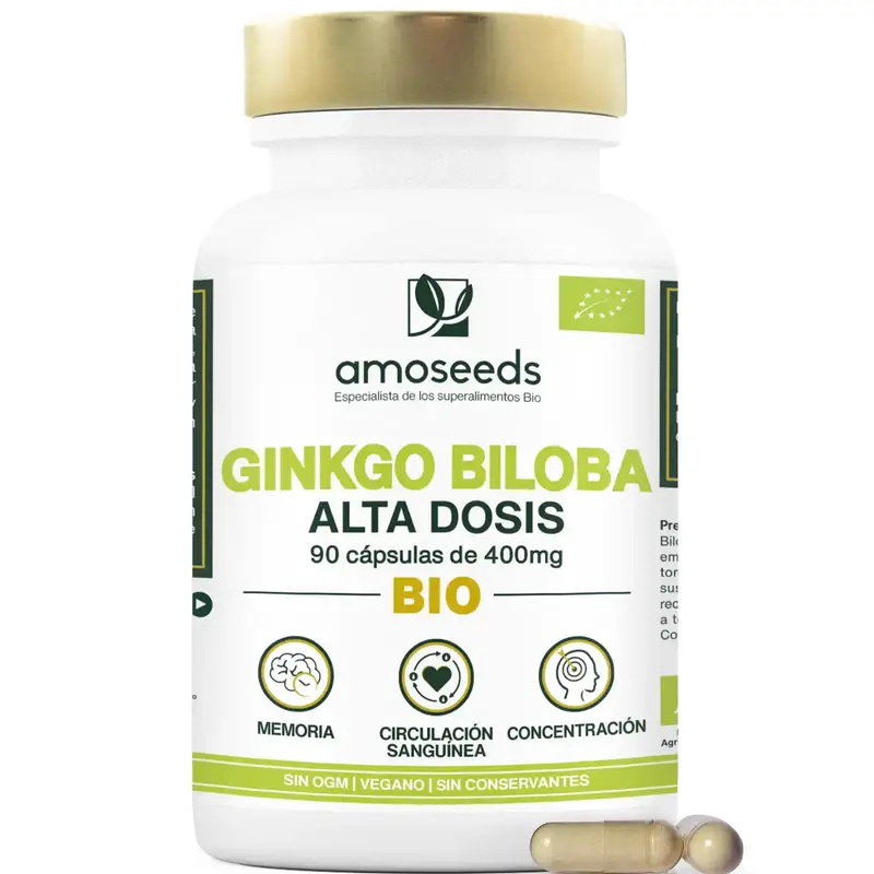 Ginkgo Biloba Bio, Alta Dosis | 90 Cápsulas